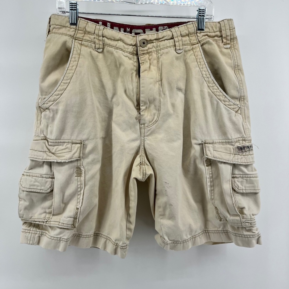 Unionbay Mens Cargo Shorts Tan Khaki Cotton Utility Multi Pocket Size 33 YB61565